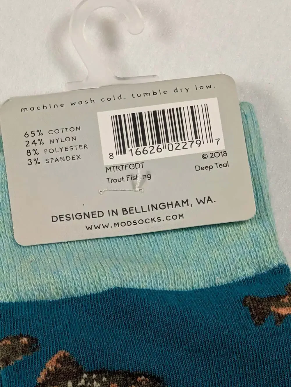 ModSocks Trout Fishing Men's Crew Socks, Deep Teal men's 10 and 1/2
